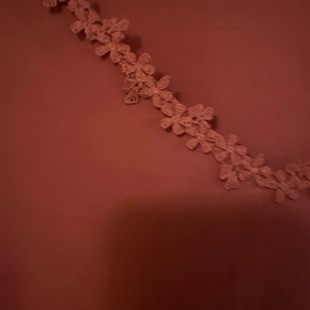 BloomChick Dusty Rose Shirt with Lace Sleeves Lace Sleeves. - Picture 5 of 8